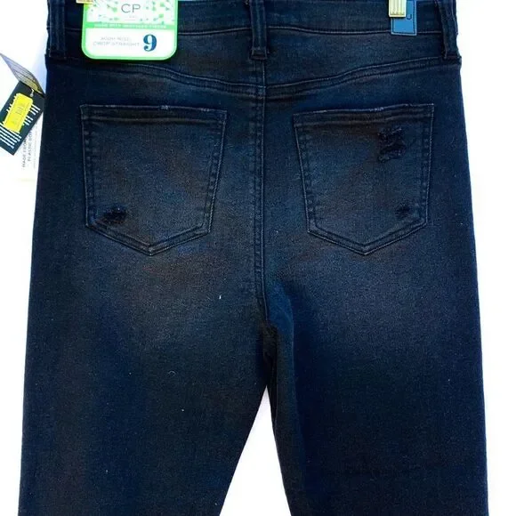NWT CP Black Ripped High Rise Cropped Straight Leg Stretch Jeans - Picture 6 of 7